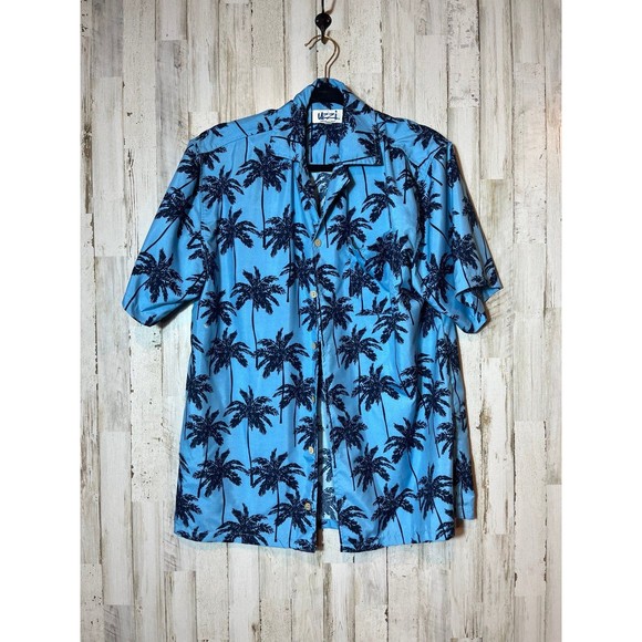 uzzi Hawaiian shirt blue‎ with palm trees size M - Picture 1 of 3